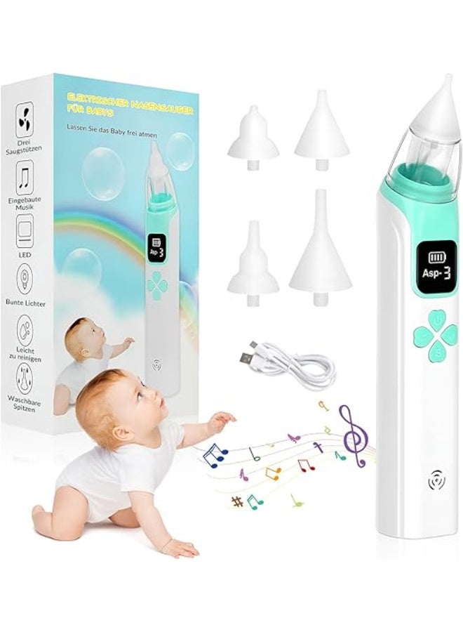 Baby Electric Nasal Aspirator Rechargeable with 3 Suction Levels 4 Silicone Tips Music Function Waterproof LCD Display for Newborns and Infants - Image 1